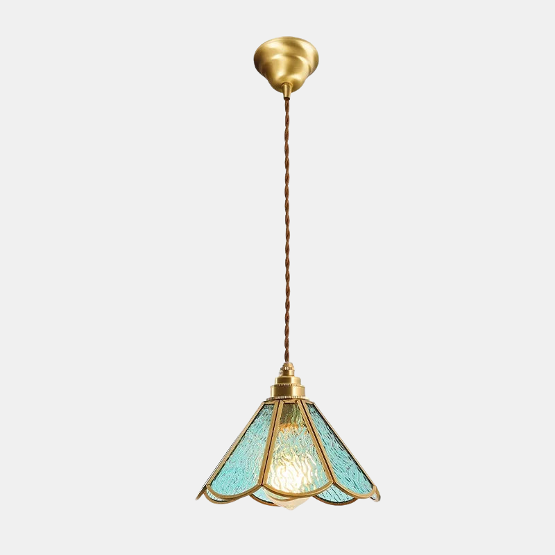 Hængende Tiffany Lampe med Blomsterformet Design – Elegant Belysning til Stuen Pendellampe Tech Butik Aqua Grøn – Glatte Blomsterblade