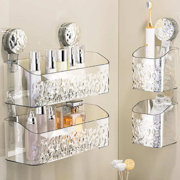 Badeværelseshylde med Sugekop – Nem Opbevaring uden Boring Bath Organizers Tech Butik