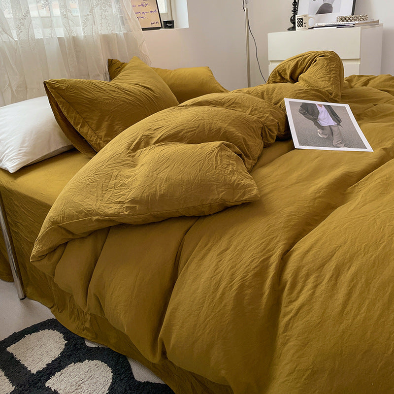 Minimalistisk Bomulds Sengetøjssæt – Enkel Elegance med Hygge og Komfort Bedding Tech Butik Sennep Tvilling
