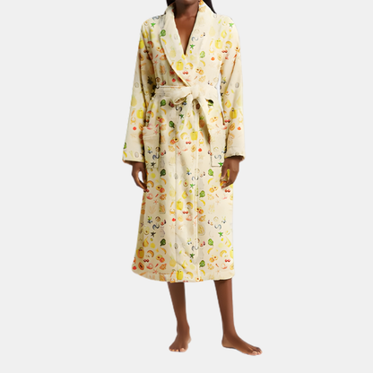 Blomsterprint Kvinders Morgenkåbe – Blød Flannel Badekåbe med Sjalskrave Women's Robes Tech Butik Gul S