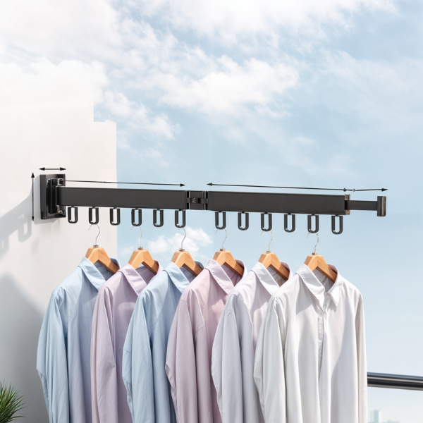 Utrækkeligt Tørrestativ til Tøj – Pladsbesparende Vægmonteret Tøjstativ Hangers Tech Butik