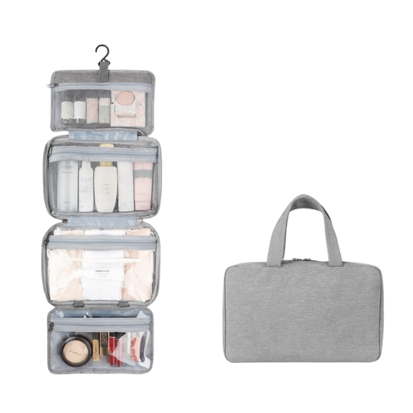 Toiletartikler Organizer – Praktisk, Foldbar og Overskuelig til Rejse & Hverdag Cosmetic & Toiletry Bags Tech Butik Grå