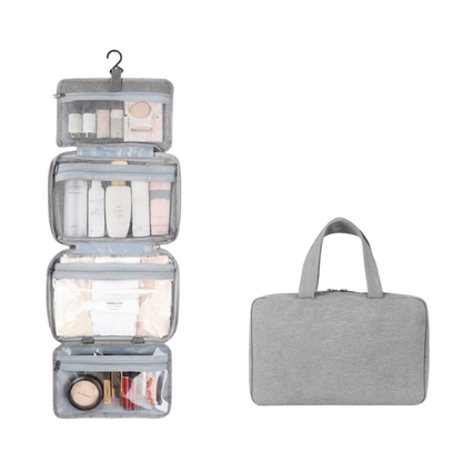 Toiletartikler Organizer – Praktisk, Foldbar og Overskuelig til Rejse & Hverdag Cosmetic & Toiletry Bags Tech Butik Grå