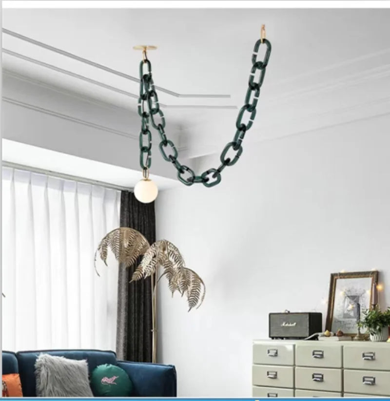 Moderne Glas-Kæde Pendellampe – Stilfuld LED Lysekrone til Hjemmet Lamps & Lighting Tech Butik