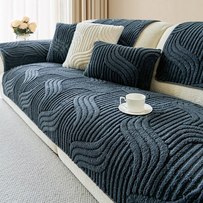 Sofabetræk med Bølgestribet Struktur for Elegant og Beskyttende Komfort Tech Butik Mørkegrå 1 sæde/ryglæn 35.4x35.4in