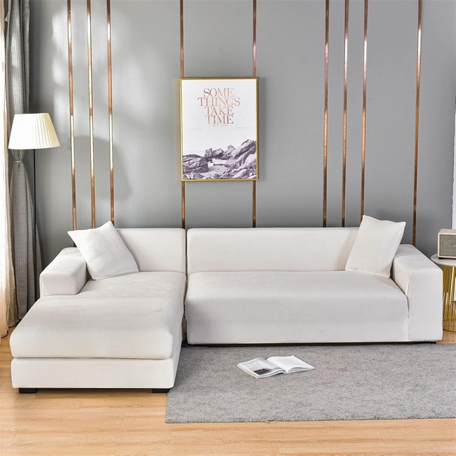 Sofabetræk i blødt fløjl – Stretch-tæppe til elegant stueindretning Sofaovertræk Tech Butik 1 SIDDEPLADS (90-140 cm) Hvid