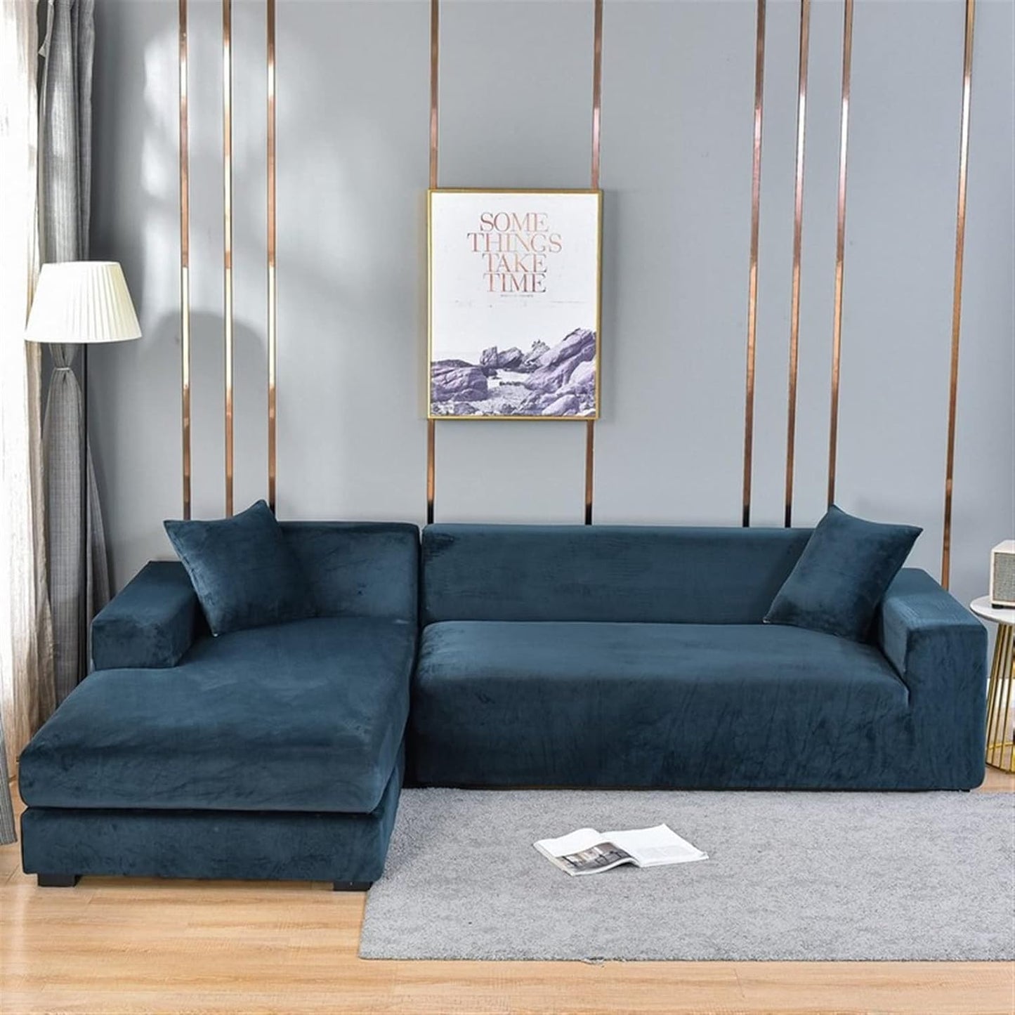 Sofabetræk i blødt fløjl – Stretch-tæppe til elegant stueindretning Sofaovertræk Tech Butik 1 SIDDEPLADS (90-140 cm) Mørkeblå