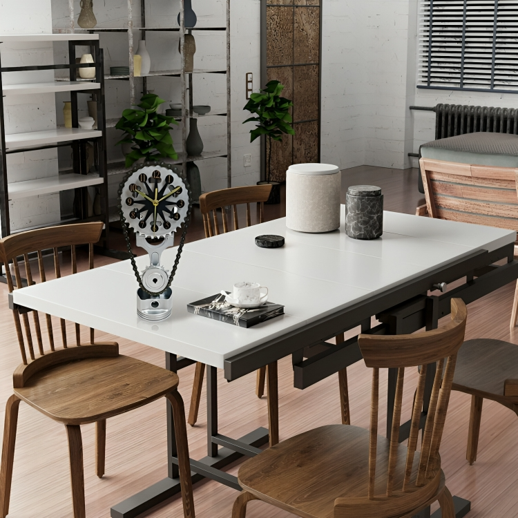 Roterende Metal Gear Ur – Industrielt Design med Bevægede Tandhjul til Stilfuld Hjemmedekoration Clock Tech Butik