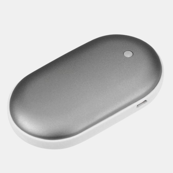 Genopladelig Håndvarmer med Powerbank – Praktisk Varme og Ekstra Strøm på Farten Electronics & Gadgets Tech Butik Sølv 1 (Fungerer for begge hænder)