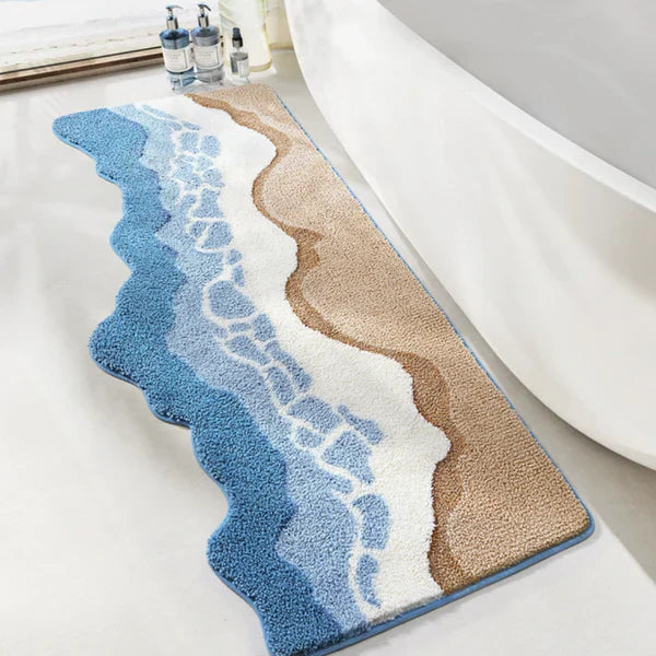 Skridsikker Bademåtte med Bølgeinspireret Design – Blød, Absorberende og Komfortabel Hele Dagen Bathroom Accessories Tech Butik