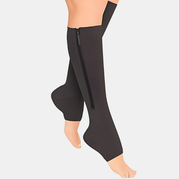 Strømper med lynlås – Kompressionsstrømper med Nem Påtagning Tech Butik Sort S/M