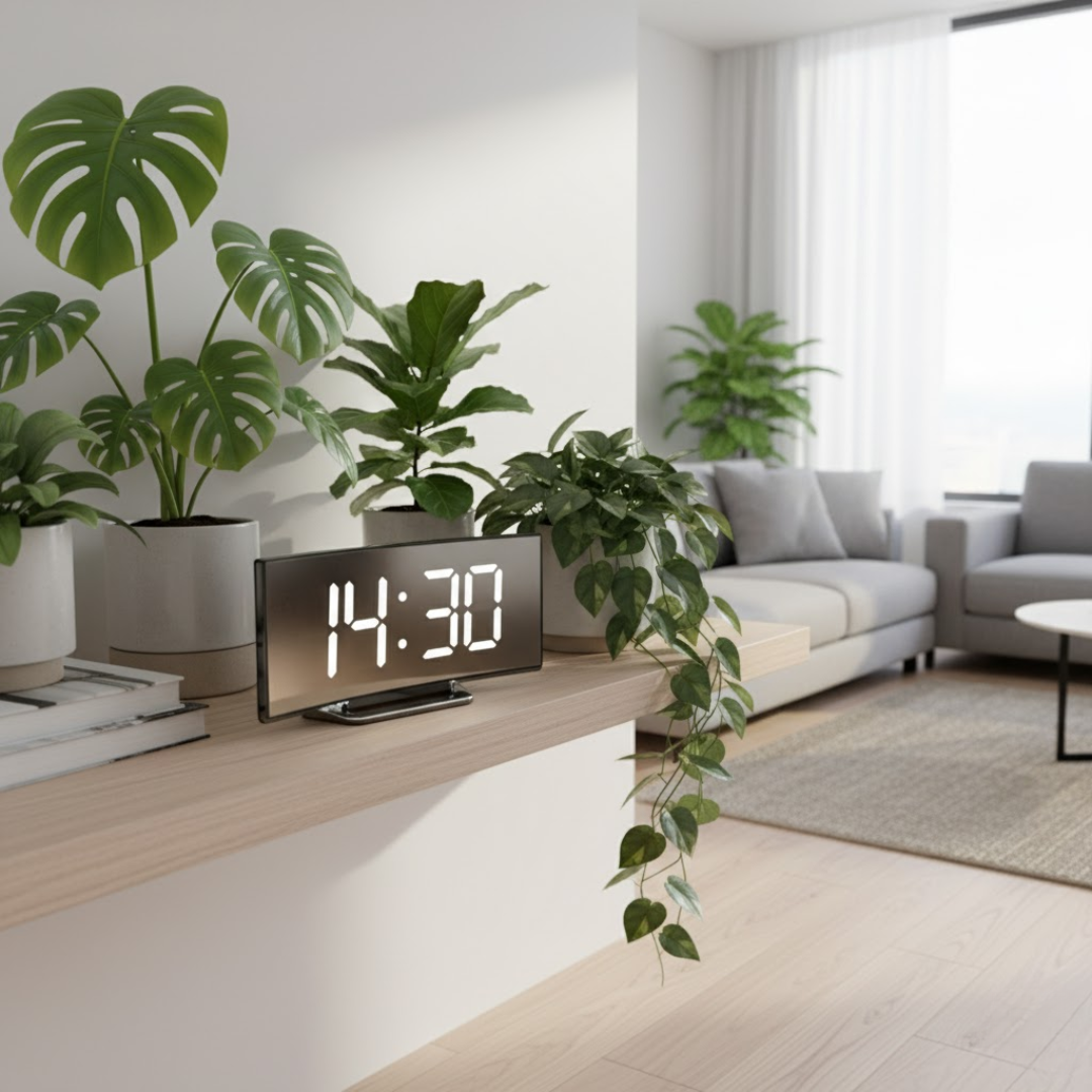 LED Digitalt Vækkeur – Buet Skærm med Ambient Lys Alarm Clocks Tech Butik