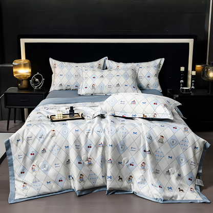 Elegant Dynebetræk Sæt – 4-dele Blomstret Sengetøjssæt Bedding Tech Butik Bears 142 x 192 cm - 4-delt sæt (1 x dyne + 1 x lagen + 2 pudebetræk)
