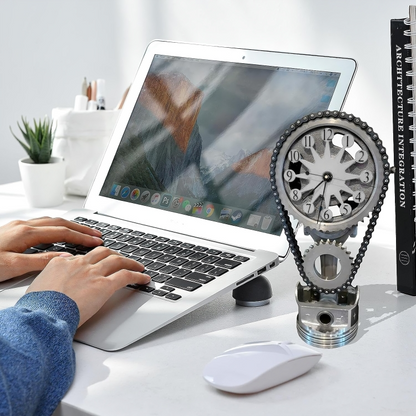 Roterende Metal Gear Ur – Industrielt Design med Bevægede Tandhjul til Stilfuld Hjemmedekoration Clock Tech Butik