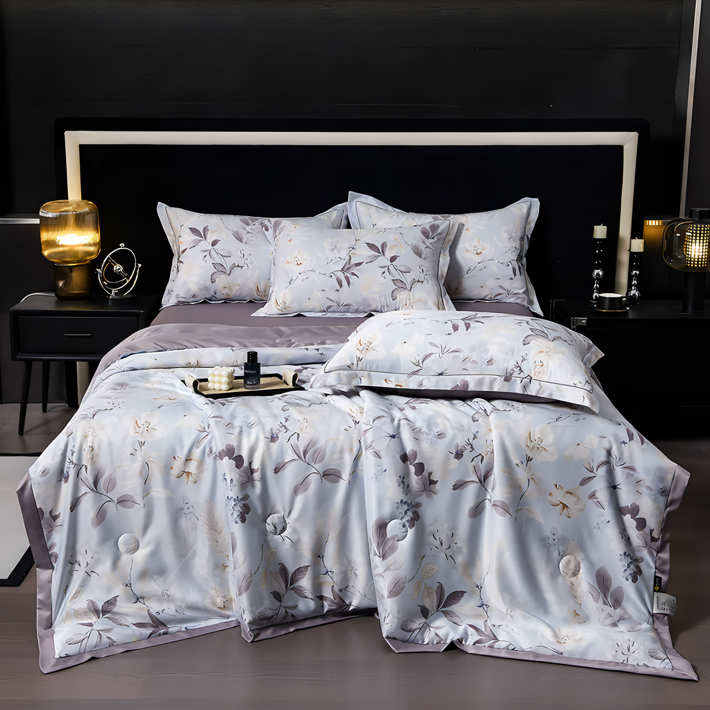 Elegant Dynebetræk Sæt – 4-dele Blomstret Sengetøjssæt Bedding Tech Butik Magnolia 142 x 192 cm - 4-delt sæt (1 x dyne + 1 x lagen + 2 pudebetræk)
