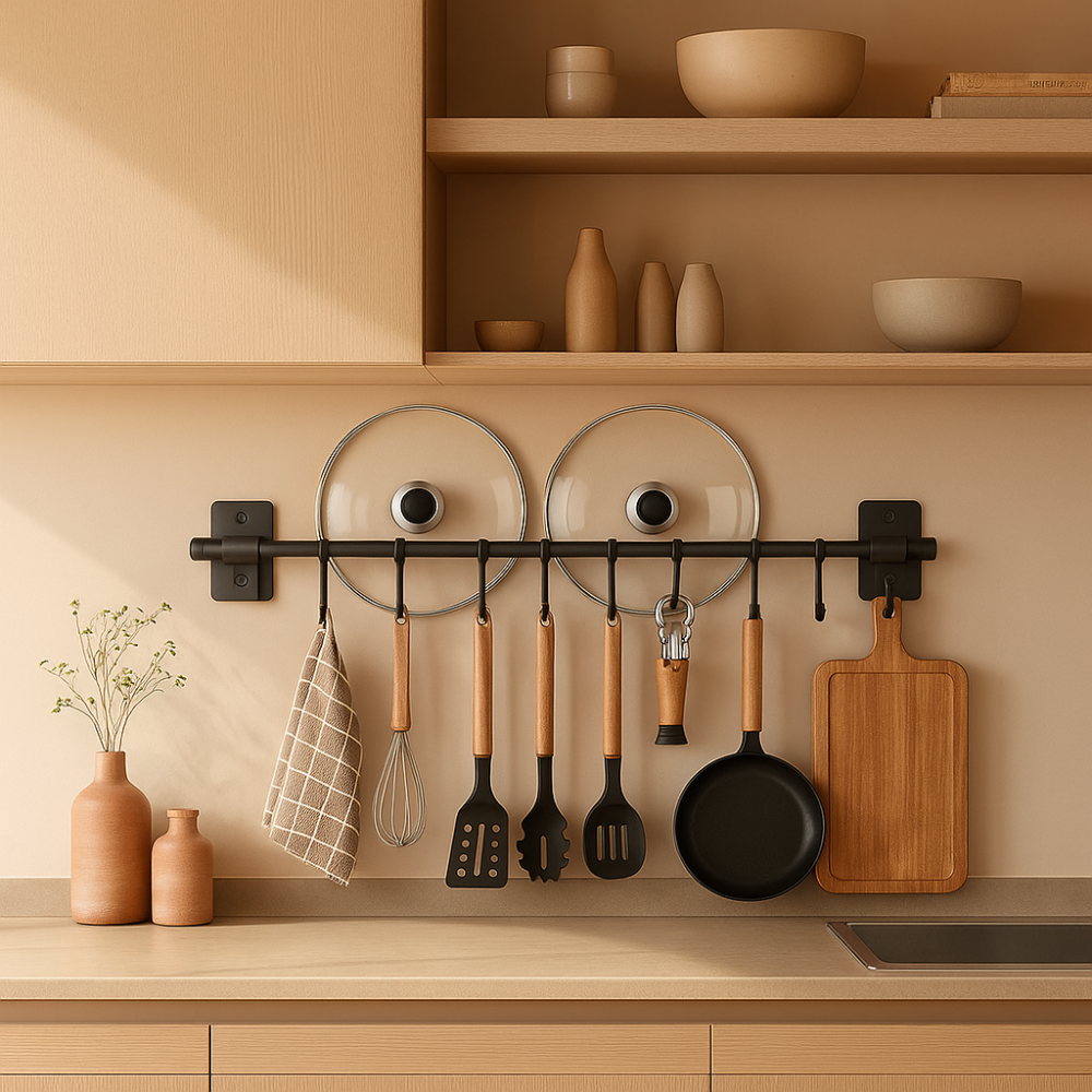 Moderne Køkken Knage Rack – Pladsbesparende stålrack til redskaber Kitchen Accessories Tech Butik