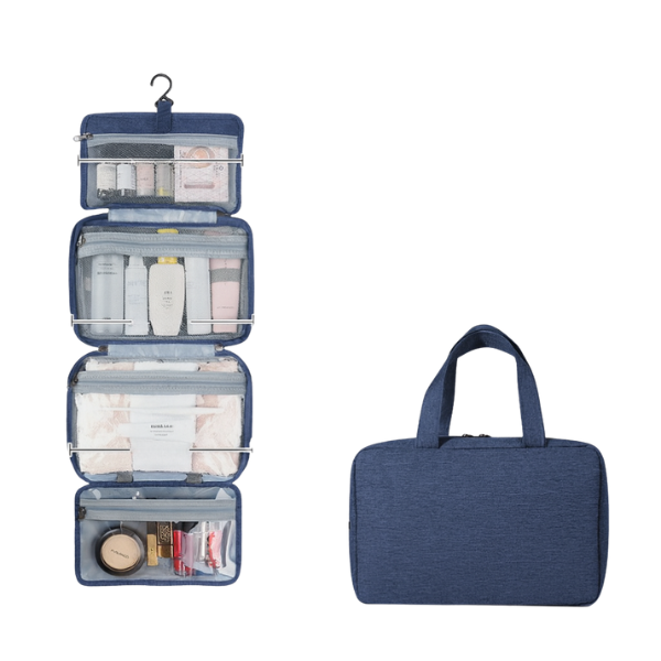 Toiletartikler Organizer – Praktisk, Foldbar og Overskuelig til Rejse & Hverdag Cosmetic & Toiletry Bags Tech Butik Marineblå