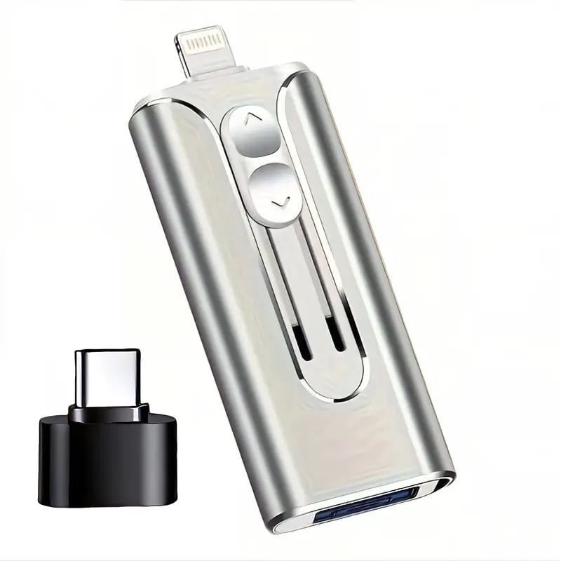 Bærbar 4-i-1 USB Flashdrev – Robust Lagerplads til Flere Enheder USB-flashdrev Tech Butik Sølv 32GB