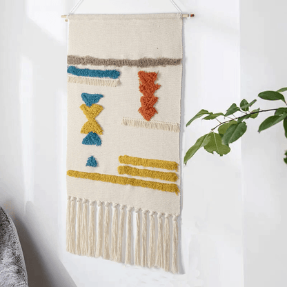 Abstrakt Quiltet Vægophæng Kunstnerisk Tekstil Vægkunst til Moderne Hjem Vægtepper Tech Butik E