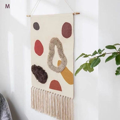 Abstrakt Quiltet Vægophæng Kunstnerisk Tekstil Vægkunst til Moderne Hjem Vægtepper Tech Butik