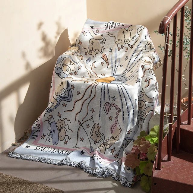 Abstrakt Vævet Vægteppe Plaid til Moderne Indretning og Dekoration Vægtepper Tech Butik Zodiac Tegn 130 x 160cm