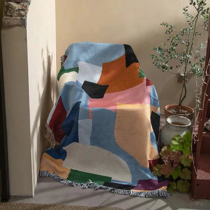 Abstrakt Vævet Vægteppe Plaid til Moderne Indretning og Dekoration Vægtepper Tech Butik Abstrakt 130 x 160cm