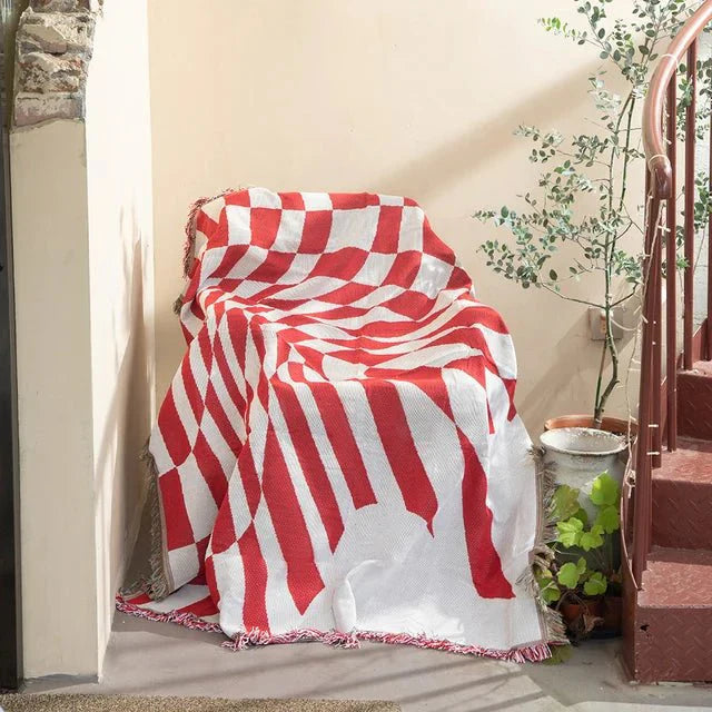 Abstrakt Vævet Vægteppe Plaid til Moderne Indretning og Dekoration Vægtepper Tech Butik Rød Geometrisk 130 x 160cm