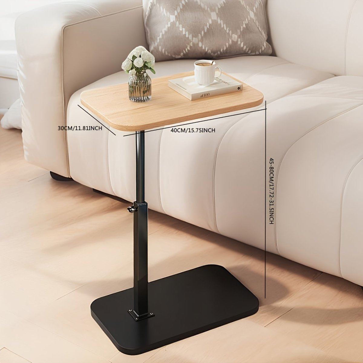 Justerbart Træ Sidebord – Slank Metalramme til Soveværelse & Stue Home Accessories Tech Butik
