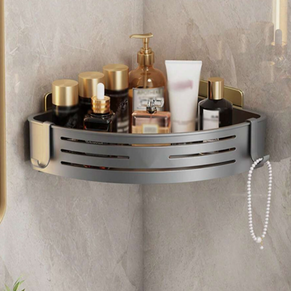Aluminium Hjørne Badeværelsesstander – Holdbar og Pladsbesparende Organizer til Dine Badeværelsesartikler Bath Organizers Tech Butik Uden Pole Lys sølv