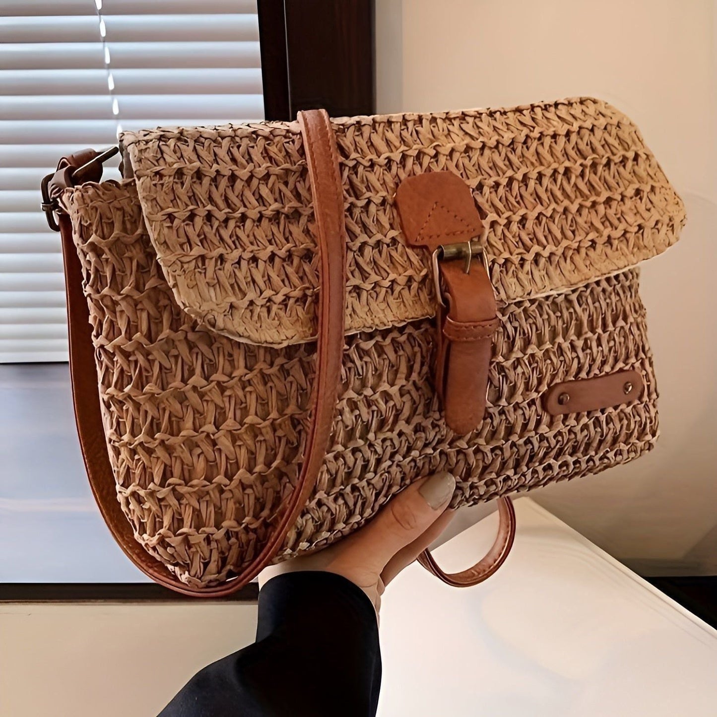 Vintage Flettet Raffia Skuldertaske – Sommerklar Elegance Bags Tech Butik