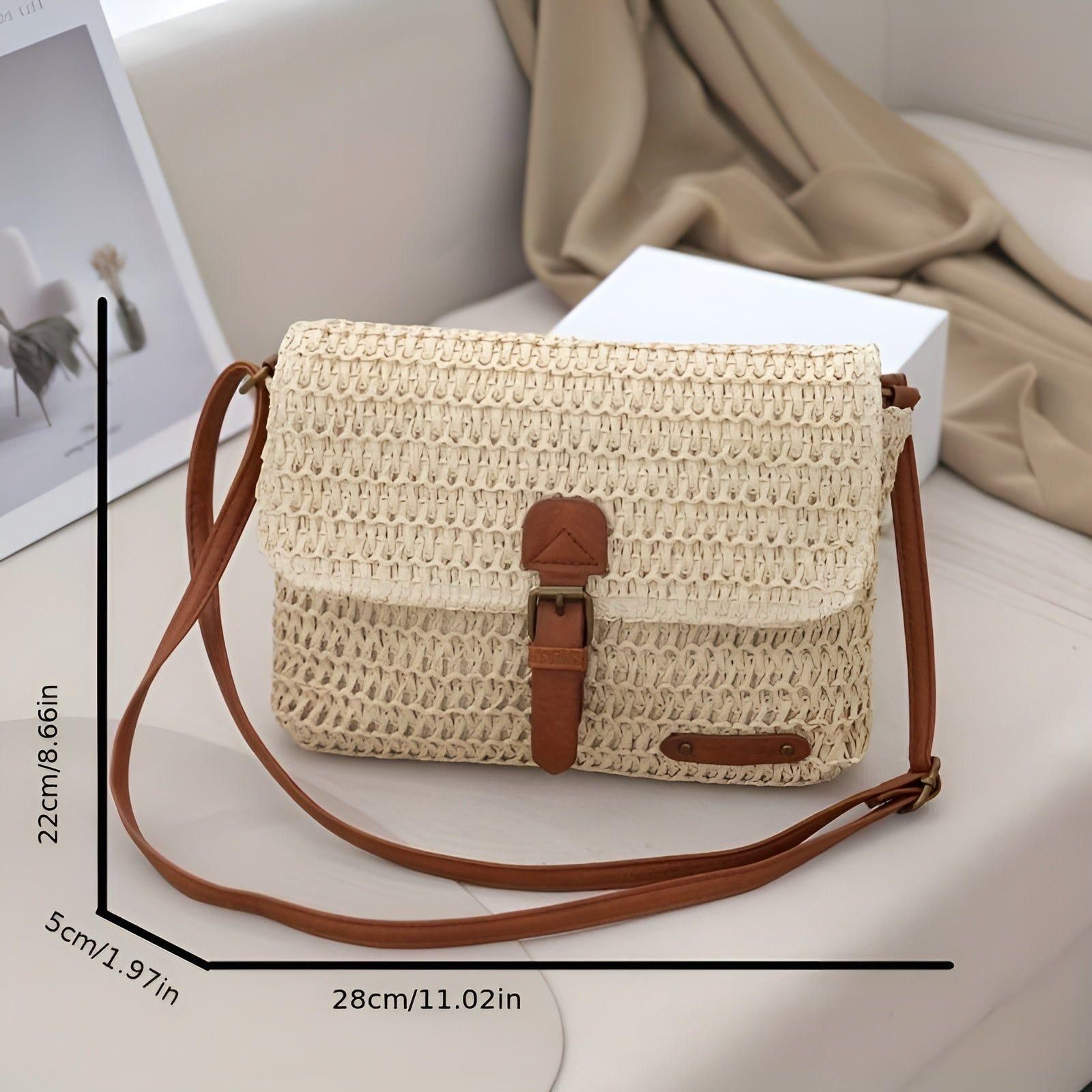 Vintage Flettet Raffia Skuldertaske – Sommerklar Elegance Bags Tech Butik