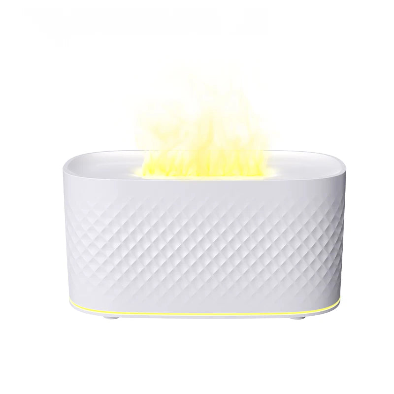 LED Flamme Aroma Diffuser Luftfugter med Æterisk Olie Kapacitet for Afslappende Hjemmeatmosfære Luftrensere Tech Butik Hvid