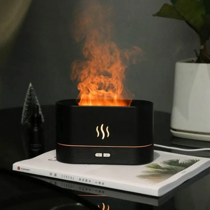 Aroma Luftfugter med LED Flammeeffekt og Ultralyds Aromaterapi Kompakt Luftdiffuser til Soveværelse og Kontor Luftfugtere Tech Butik
