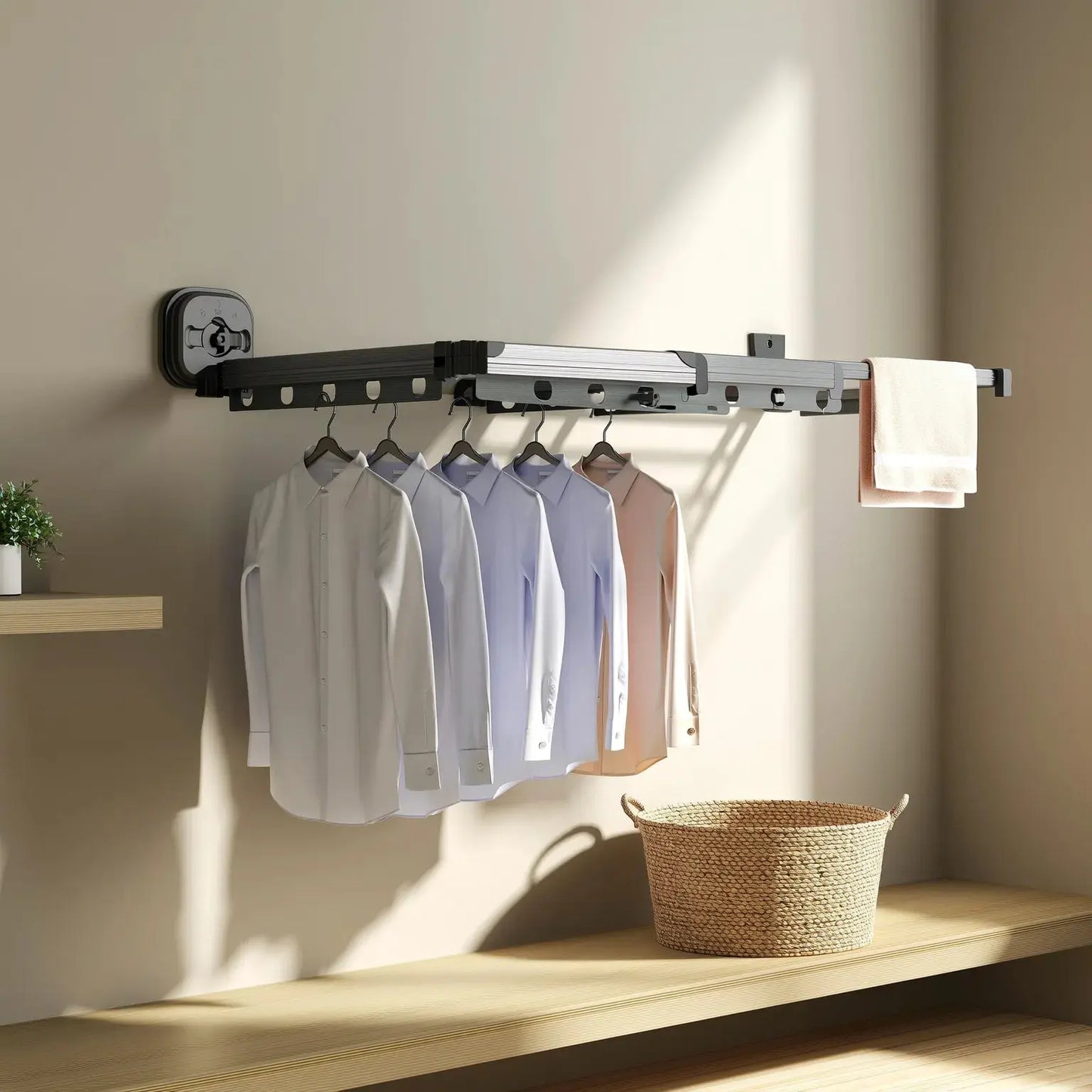 Sammenklappelig vægmonteret tøjbøjle – Pladsbesparende vasketøjsløsning Home Tech Butik