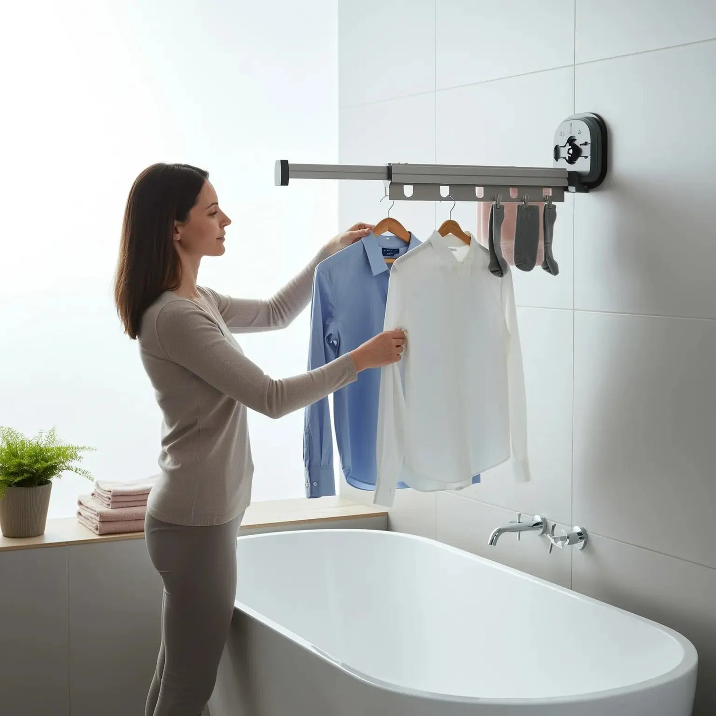 Sammenklappelig vægmonteret tøjbøjle – Pladsbesparende vasketøjsløsning Home Tech Butik