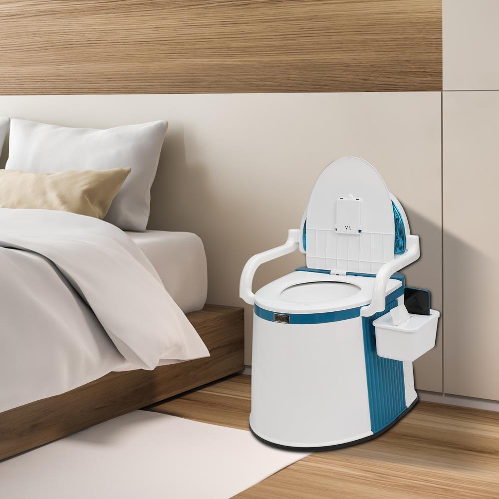 Kommodestol til Voksne & Seniorer – Bærbar Toilet med Låg og Ryglæn Bærbare toiletter Tech Butik