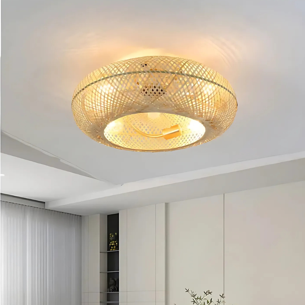 Luksuriøs Bambus Loftventilator med Lampe loftsventilator Lampe Tech Butik