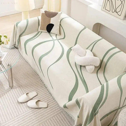 Vendbar Chenille- og Bomuldssofaovertræk – Blød og Luksuriøs Beskyttelse Sofa Covers Tech Butik Grøn 180x130cm