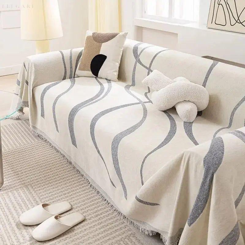 Vendbar Chenille- og Bomuldssofaovertræk – Blød og Luksuriøs Beskyttelse Sofa Covers Tech Butik Grå 180x130cm