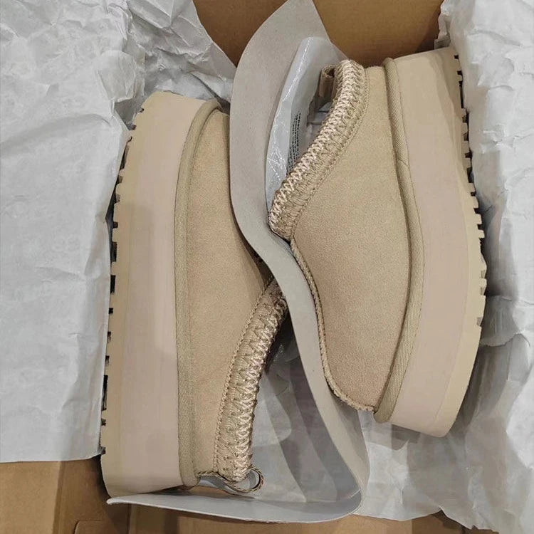 Beige Ankelstøvler Dame med Hæl – Ultra Mini Plateau til Vinterbrug Kvinders Støvler Tech Butik