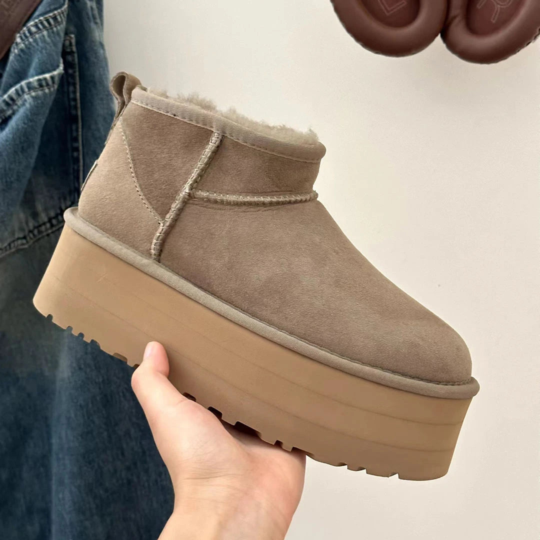 Beige Ankelstøvler Dame med Pelsfoder – Komfortable Vinterstøvler til Kvinder Kvinders Støvler Tech Butik