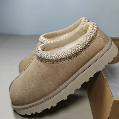 Beige Ankelstøvler Dame med Pelsfoder – Ultra Mini Platform til Vinter Kvinders Støvler Tech Butik