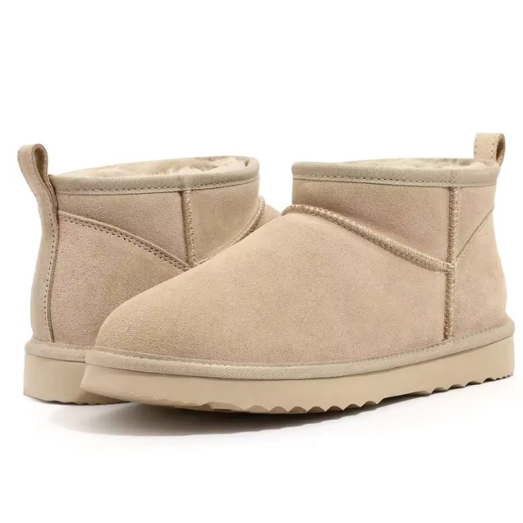 Beige Vinterstøvler til Damer med Pelsfoder - Stilfulde Ankelstøvler med Plateau for Varme og Komfort Kvinders Støvler Tech Butik