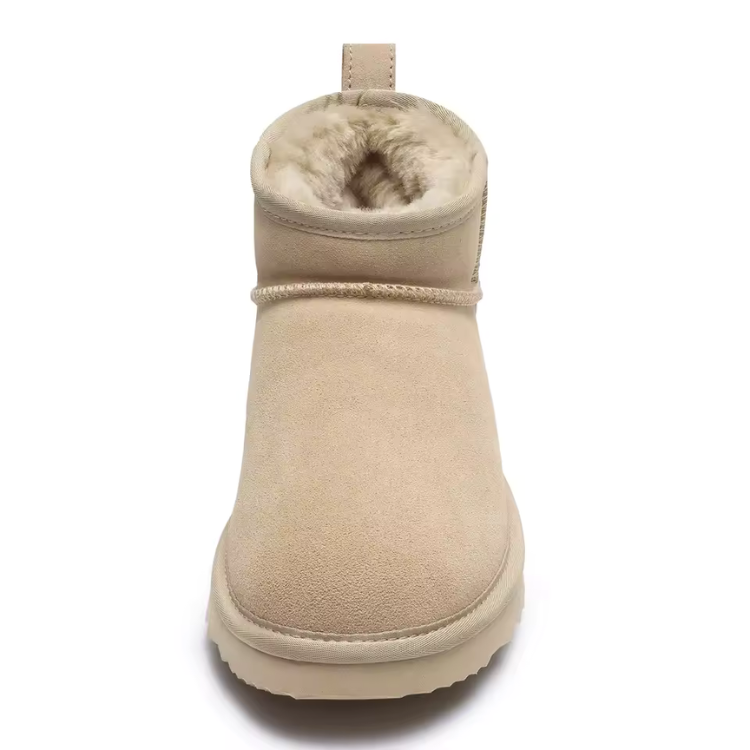 Beige Vinterstøvler til Damer med Pelsfoder - Stilfulde Ankelstøvler med Plateau for Varme og Komfort Kvinders Støvler Tech Butik
