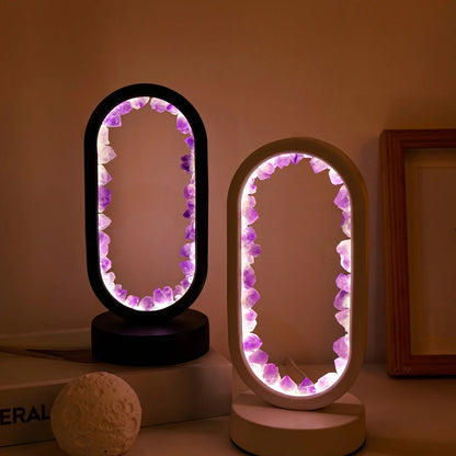 Beroligende Amethist Lampe - Håndlavet Naturlig Krystal Belysning Bordlampe Tech Butik