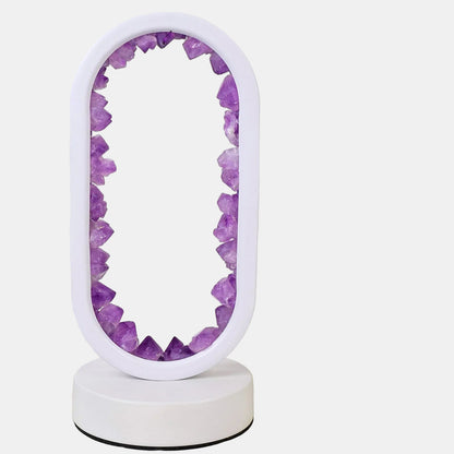 Beroligende Amethist Lampe - Håndlavet Naturlig Krystal Belysning Bordlampe Tech Butik Celestit hvid