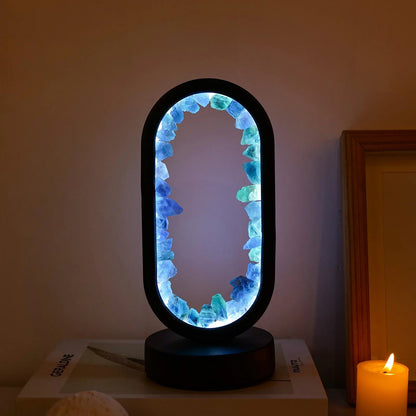 Beroligende Amethist Lampe - Håndlavet Naturlig Krystal Belysning Bordlampe Tech Butik Celestit sort