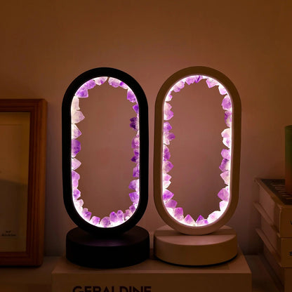 Beroligende Amethist Lampe - Håndlavet Naturlig Krystal Belysning Bordlampe Tech Butik