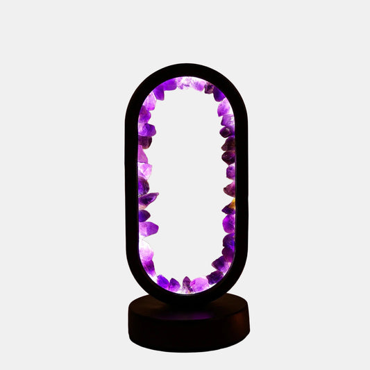 Beroligende Amethist Lampe - Håndlavet Naturlig Krystal Belysning Bordlampe Tech Butik Amethyst Rå sort