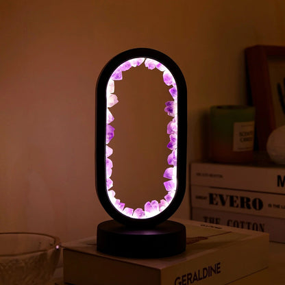 Beroligende Amethist Lampe - Håndlavet Naturlig Krystal Belysning Bordlampe Tech Butik